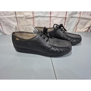 SAS Siesta Black Lace Up Loafer Moccasin Walking Shoe Made USA Size 9 M Comfy